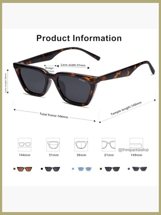 Polarized Narrow Square Cateye Sunglasses with UV400 Protection main image 6